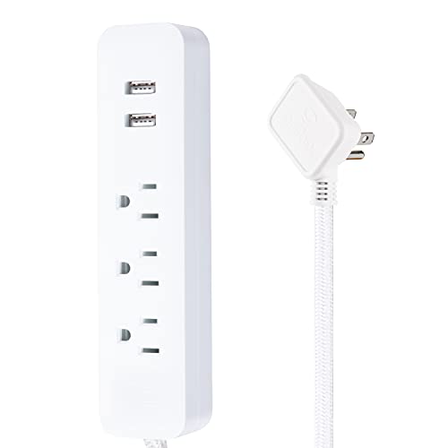 Globe Electric Designer Series 6-ft 3-Outlet 3-Prong White USB Surge Protector Power Strip,78251