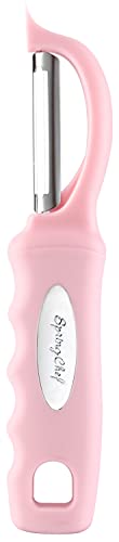 Spring Chef Premium Swivel Vegetable Peeler, Soft Grip Handle and Ultra Sharp Stainless Steel Blades - Perfect Kitchen Peeler For Veggie, Fruit, Potato, Carrot, Apple - Pink Lemonade