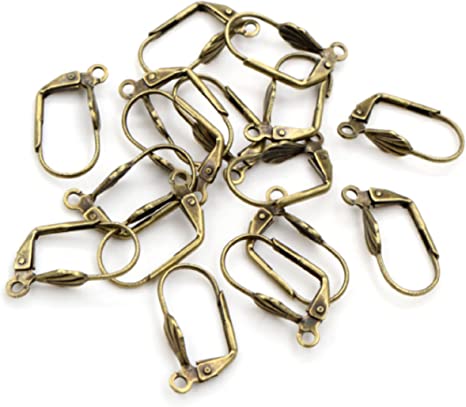 24 Pieces Antique Bronze Lever Back Earring Hooks with Fan Accent