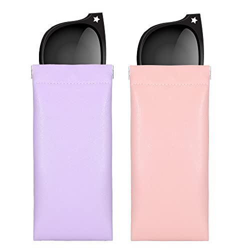 2Pcs Pastel Eyeglass/Sunglasses/Goggles Pouch Case w/Cleaning Cloth - Pink and Caboodle