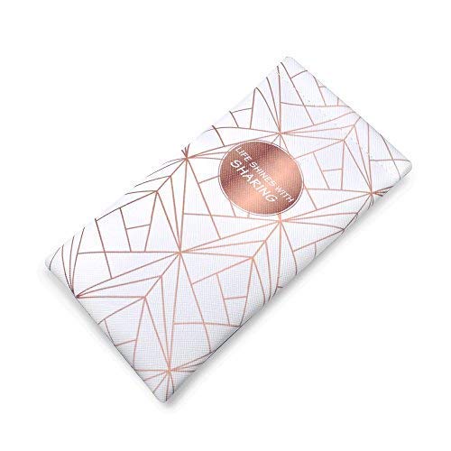 2Pcs Pink & Rose Gold Geometric Eyeglass/Sunglasses/Goggles Pouch Case w/Cleaning Cloth - Pink and Caboodle