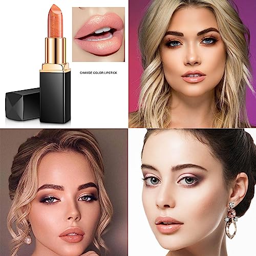 3 Colors Shimmer Full Coverage Lipstick Set, High Impact Moisturizing Glitter Formula (2 shade sets) - Pink and Caboodle