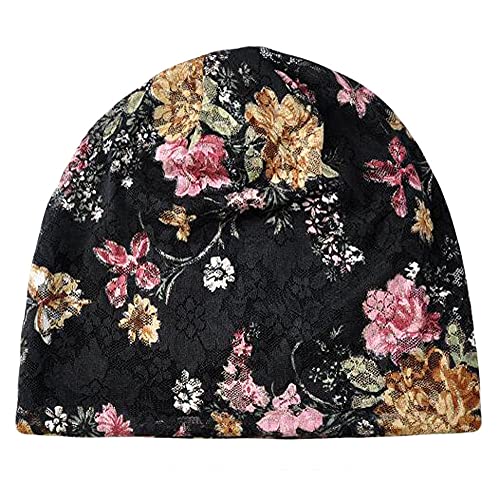 3-Pack Women's Slouchy Knit Beanie Chemo Hat or Winter Cap - Large Florals - Pink and Caboodle