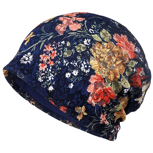 3-Pack Women's Slouchy Knit Beanie Chemo Hat or Winter Cap - Large Florals - Pink and Caboodle