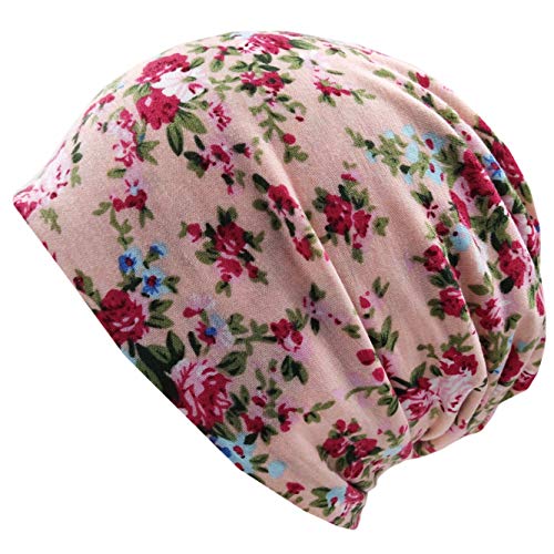 3-Pack Women's Slouchy Knit Beanie Chemo Hat or Winter Cap - Pink Florals - Pink and Caboodle