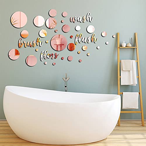 30 Pieces Self Adhesive Bathroom 3D Round Mirror Wall Art Decals (3 colors) - Pink and Caboodle