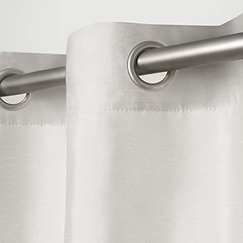 Exclusive Home Chateau Striped Faux Silk Grommet Top Curtain Panel Pair, 54"x84", Dove Grey