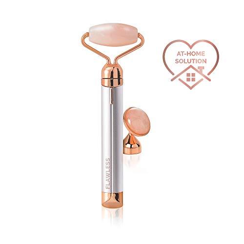 Finishing Touch Flawless Contour Vibrating Facial Roller & Massager, Rose Quartz - Pink and Caboodle