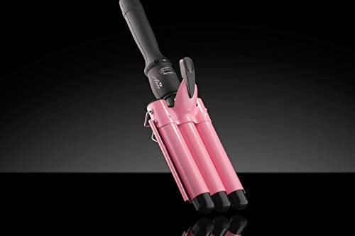 Three Barrel Curling Iron Wand with LCD Temperature Display, 1-Inch Ceramic Tourmaline Barrels, Dual Voltage  (3 colors)