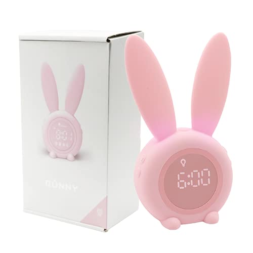 Vency Kids Alarm Clock for Kids, Children's Alarm Clocks for Girls Boys Bedroom, Night Light for Kids, 5 Ringtones, Touch Control and Snoozing with 2000mAh Rechargeable Kid Alarm Clocks (Pink)