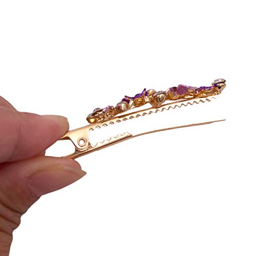 6PCS Colorful Vintage Flower Design Metal Alligator Hair Clips Accessories for Women & Girls