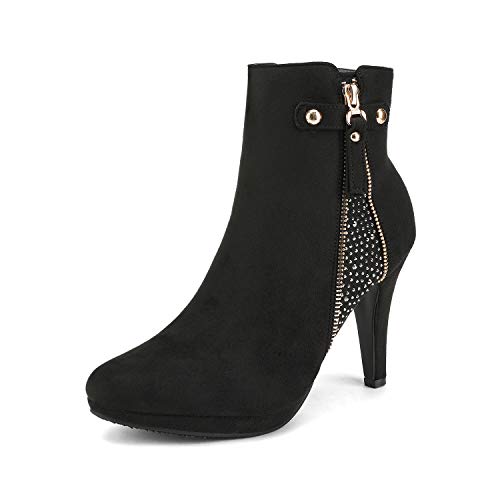 DREAM PAIRS Women's Cecile Platform High Heel Ankle Booties, Black,10.5 M US