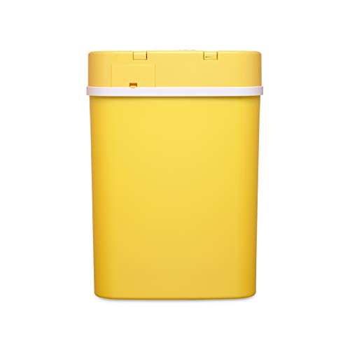 Ninestars DZT-12-5YL Bedroom or Bathroom Automatic Touchless Infrared Motion Sensor Trash Can, 3 Gal 12 L, ABS Plastic (Rectangular, Yellow) Trashcan