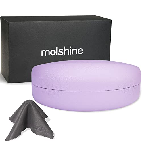 MOLSHINE Hard Shell Sunglasses Case,Classic Large Glasses Case for Sunglass,Eyeglasses with Cleaning Cloth,Pockets(lavender)