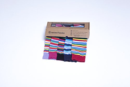 Socks n Socks - Women's 5-pair Striped Design Turkish Cotton Knee high Socks