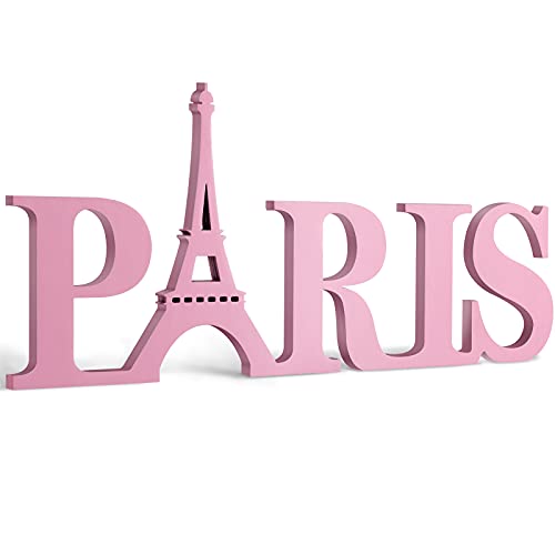 Pink Paris Eiffel Tower Themed Wooden Letters Home Decor Wall Art