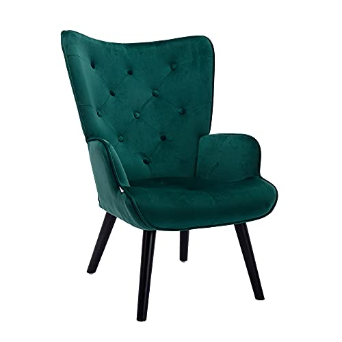 Modern Tufted Buttoned Velvet Accent Wingback Vanity Wingback Chair with Arms  (8 colors)