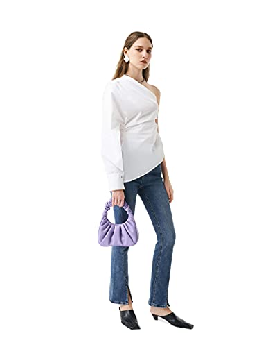 JW PEI Small Handbag Purse Clutch Vegan Leather Hobo Handbags for Women Magnetic Closure (Light Purple)