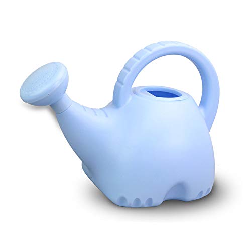 LOYUYU 0.4 Gallon Plastic Watering Can Small Lightweight Cute Indoor Outdoor Garden Plants, Kids Toy Watering Can with Shower Head Elephant: Blue
