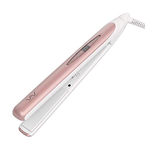 VAV Flat Iron Ceramic Tourmaline Hair Straightener Negative Ionic Hair Iron 1 Inch 3D Floating Iron Auto Shut Off  284-446 °F (Pink)