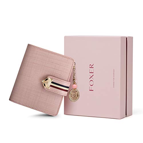 Small Leather Wallets for Women, Split Cowhide Gift Box Packing Ladies Bifold Purses with Zipper Coin Pocket Women's Mini Zip Around Wallets Girls Compact Card Case Purse Credit Card Holders (Pink)