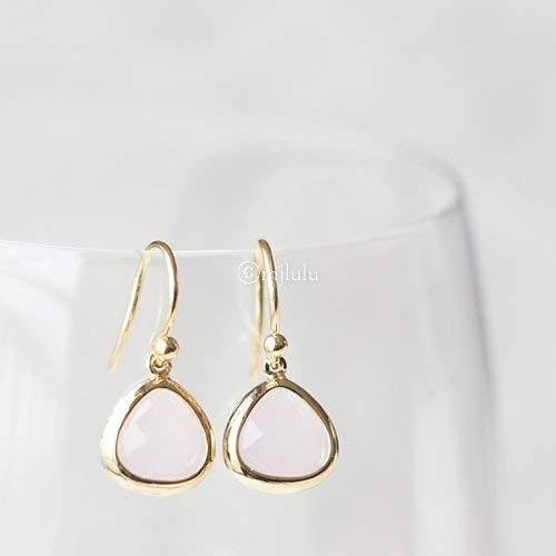 Simulated Pink Opal Drop Earrings