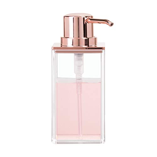 iDesign Clarity Plastic Soap Dispenser Pump for Body Moisturizer, Sanitizer or Aromatherapy Lotion in Bathroom, Kitchen, Bedroom, Vanity, 2.5" x 3.75" x 6.08", Rose Gold