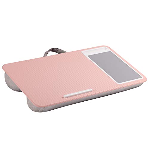 Cushioned Office Lap Desk with Device Ledge, Mouse Pad & Phone Holder, Pink
