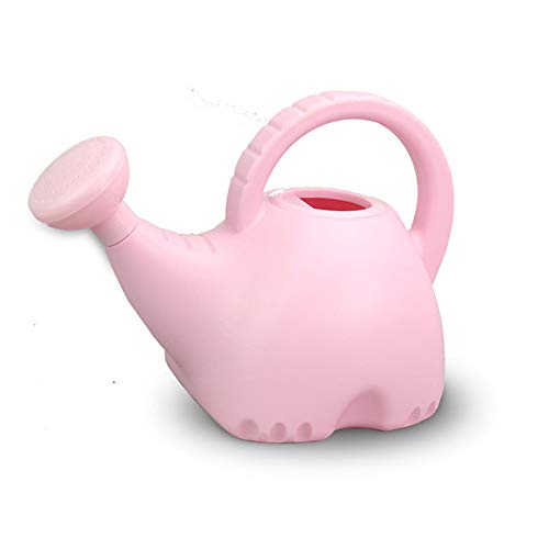 LOYUYU 0.4 Gallon Plastic Watering Can Small Lightweight Cute Indoor Outdoor Garden Plants, Kids Toy Watering Can with Shower Head Elephant: Pink