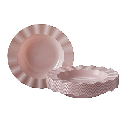 ELEGANT PLASTIC SOUP PLATES FOR WEDDINGS | Veil Collection | 12 oz – 20 PC | Blush