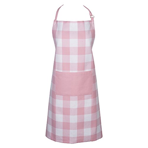 DII Men and Women Kitchen Buffalo Check Apron, Pink and White