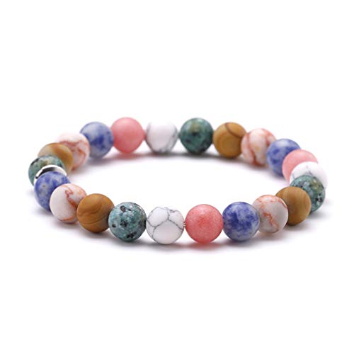 YAZILIND Bracelets Natural Gemstone 8mm Pink Handmade Healing Power Beads Elastic Stretch 7 Inch