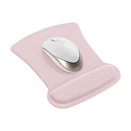 MOSISO Wrist Rest Support for Mouse Pad & Keyboard Set, Ergonomic Mousepad Non-Slip Base Home/Office Pain Relief & Easy Typing Cushion with Neoprene Cloth & Raised Memory Foam, Pink