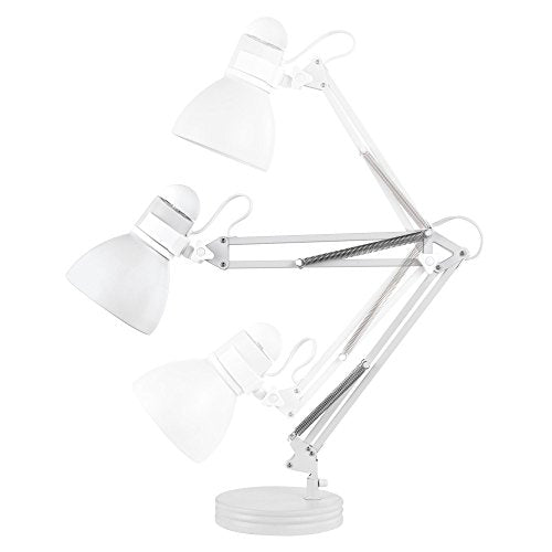 Globe Electric 52024 Architect 28" Swing Arm Desk Lamp with a Matte White Finish, On/Off Rotary Switch Located on Shade, Partially Adjustable Swing Arm
