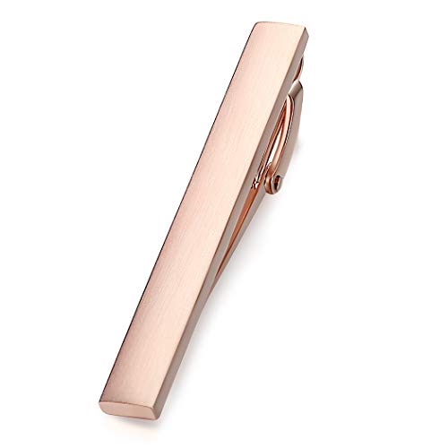 HONEY BEAR Mens Tie Clip Bar for Normal Size Steel Business Wedding Gift 5.4cm (Rose Gold)