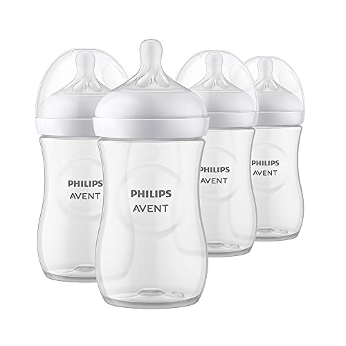 Philips Avent Natural Baby Bottle with Natural Response Nipple, Clear, 9oz, 4pk, SCY903/04
