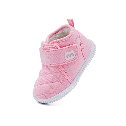 Baby Shoes Boy Girl Sneakers Winter Warm Non Slip First Walking Infant Shoes 6 9 12 18 24 Months Pink Size 12-18 Months Toddler