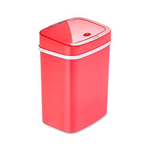 Ninestars DZT-12-5RS Bedroom or Bathroom Automatic Touchless Infrared Motion Sensor Trash Can, 3 Gal 12 L, ABS Plastic (Rectangular, Rose) Trashcan