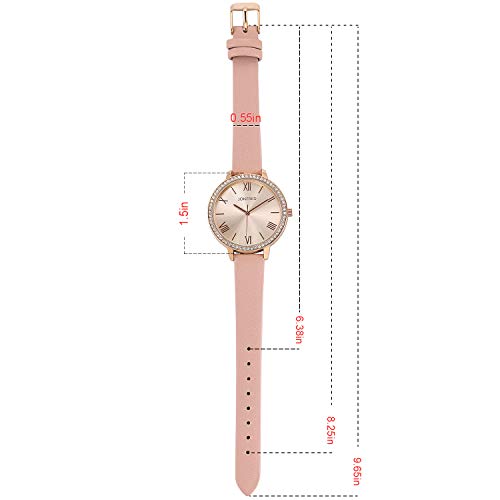 Women's Waterproof Pink Easy Read Big Crystal Face Watch w/Pink Leather Band