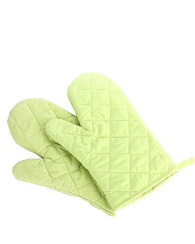 Oven Mitts, Premium Heat Resistant Kitchen Gloves Cotton & Polyester Quilted Oversized Mittens, 1 Pair Green