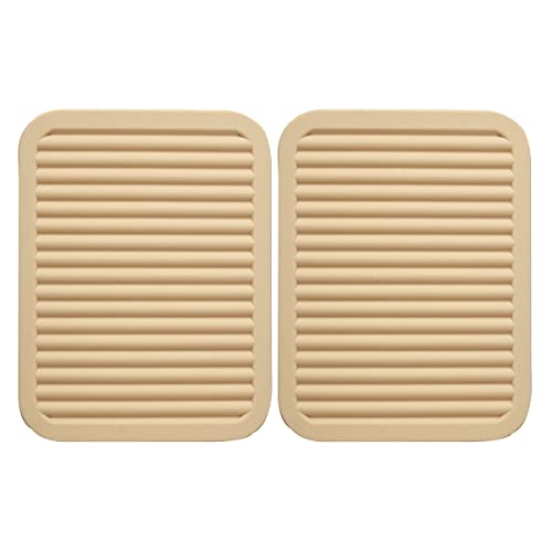 Extra Large, Extra Thick Rectangular Silicone Trivet Mat Set for Hot Dishes,Pots and Pans, - Kitchen Hot Pads for Countertop and Table,Dishing Drying Mats, Set of 2 (Beige)