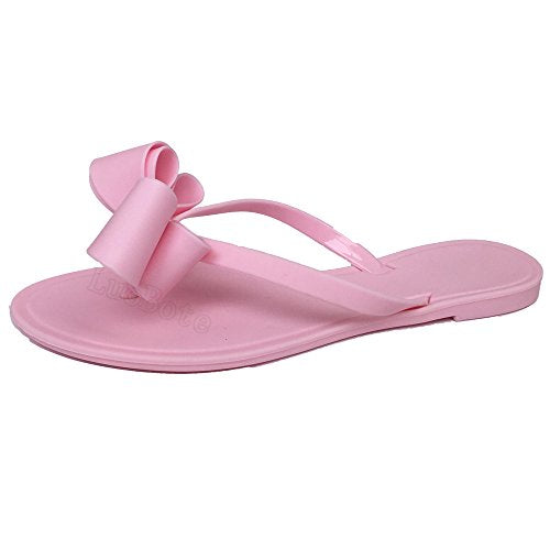 Women's Big Bow Flat Flip-Flops Sandals Beach Jelly Shoes  (6 colors)