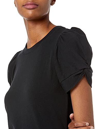 Amazon Essentials Women's Classic Fit Twist Sleeve Crew Neck T-Shirt, Black, Medium