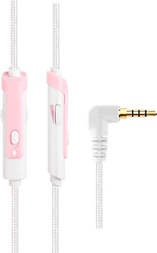 Stereo Gaming Headset, Noise Cancelling Over Ear Headphone w/Flexible Mic and Soft Earmuffs, Pink and White