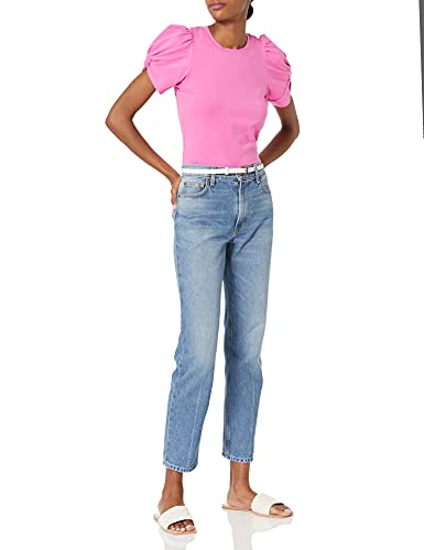 Amazon Essentials Women's Classic Fit Twist Sleeve Crew Neck T-Shirt, Bright Pink, X-Large