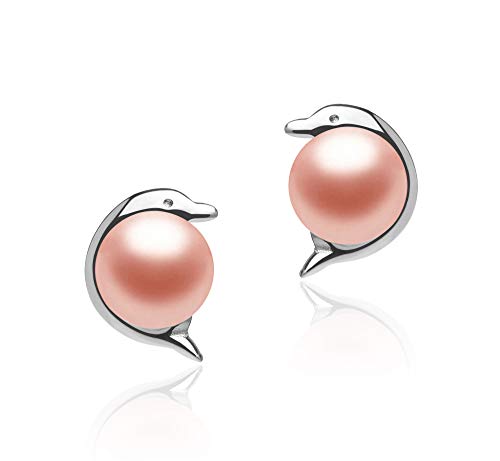 Dolphin Pink 5-6mm AAA Quality Freshwater 925 Sterling Silver Cultured Pearl Earring Pair For Women