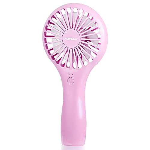 TriPole Handheld Mini Fan Battery Operated Small Personal Portable Fan Speed Adjustable USB Rechargeable Fan for Kids Girls Women Men Home Office Indoor Outdoor Travelling, Pink