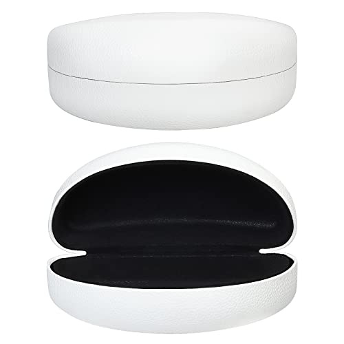 MOLSHINE Hard Shell Sunglasses Case,Classic Large Glasses Case for Sunglass,Eyeglasses with Cleaning Cloth,Pockets(White)