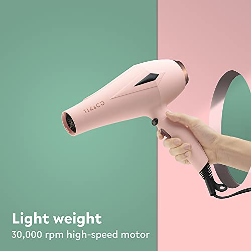Hair Dryer Blow Dryer with Diffuser Brush Comb Attachments Powerful AC Motor for 3c Thick Hair Curly Women Professional Salon Best Hair Dryer(Pink)