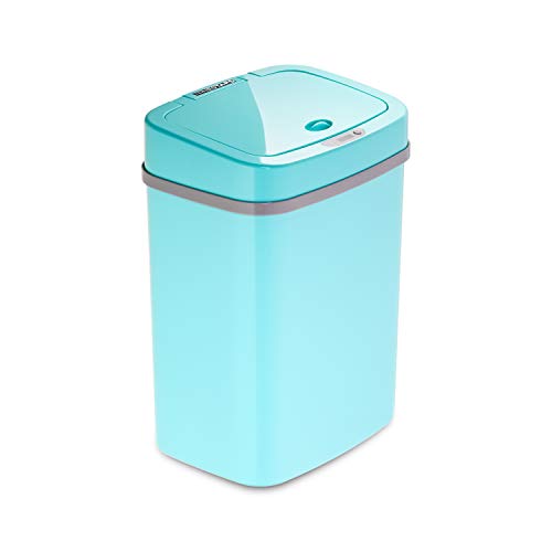 Ninestars, Teal Blue DZT-12-5TB Bedroom or Bathroom Automatic Touchless Infrared Motion Sensor Trash Can, 3 Gal 12 L, ABS Plastic (Rectangular, Trashcan